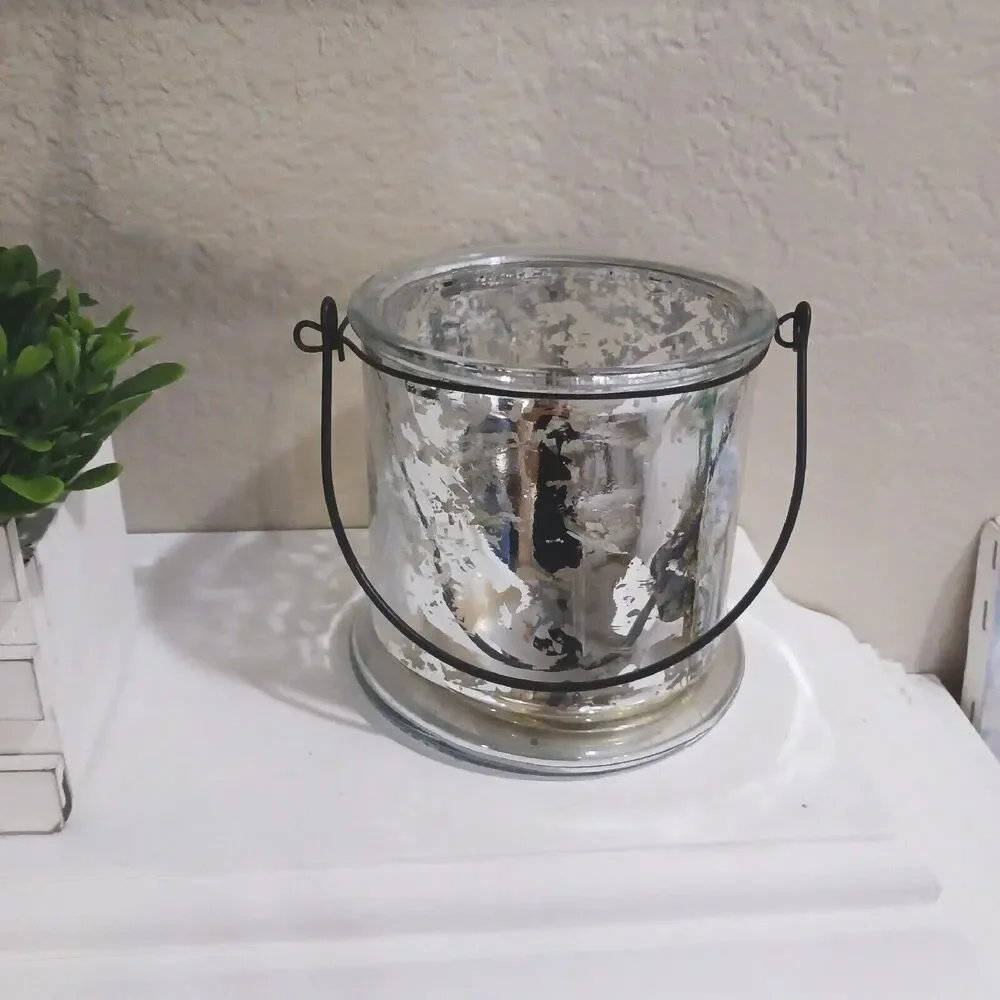 Silver‎ Leaf Candle  Holder Canister 5